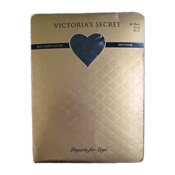 Victoria's Secret Silky Sheer Lace Top‎ Pantyhose Jet Black Small - Picture 1 of 2